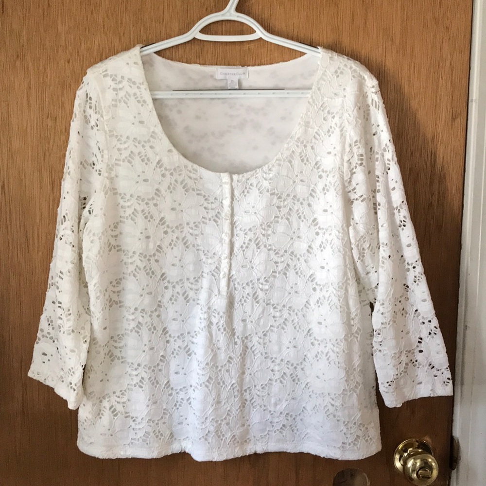 Long sleeved eyelet blouse with nylon lining
